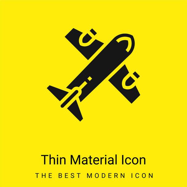 Flugzeug minimal leuchtend gelbes Material Symbol - Vektor, Bild