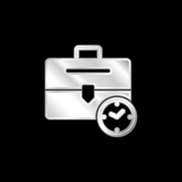 Briefcase prata banhado ícone metálico - Vetor, Imagem