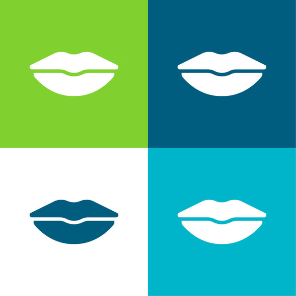 Big Lips Lapos négy szín minimális ikon készlet - Vektor, kép