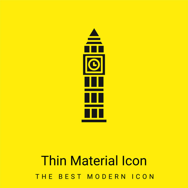 Big Ben minimale leuchtend gelbe Material-Ikone - Vektor, Bild