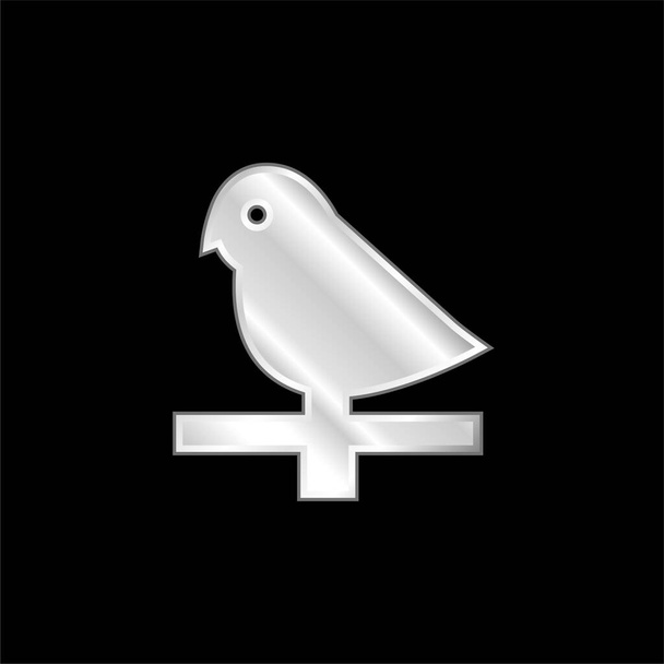 Vogel versilbertes Metallic-Symbol - Vektor, Bild