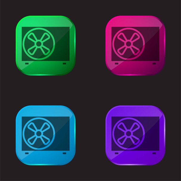 Кондиціонер чотири кольорові скляні кнопки
 - Вектор, зображення