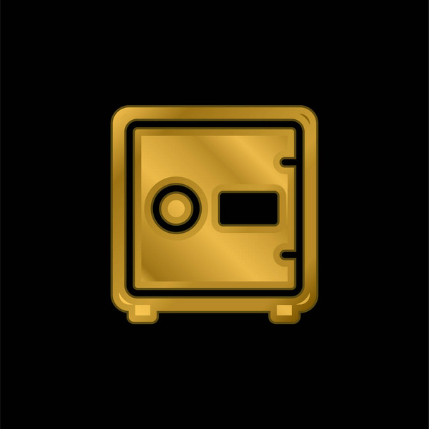 Big Safe Box oro placcato icona metallica o logo vettore - Vettoriali, immagini