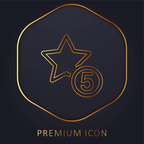 5 Estrellas Signo de línea dorada logotipo premium o icono - Vector, imagen