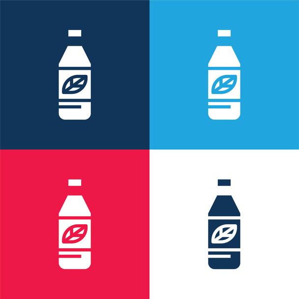 Bottiglia blu e rosso quattro set icona minimale colore - Vettoriali, immagini