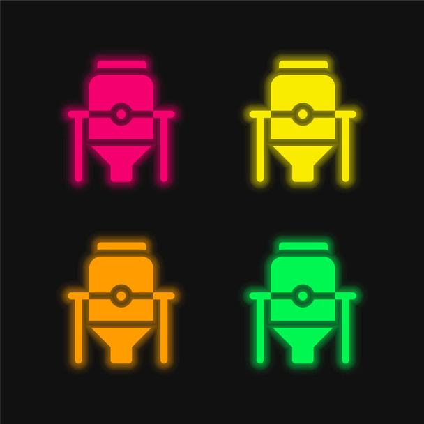 Sörfőzde négy szín izzó neon vektor ikon - Vektor, kép