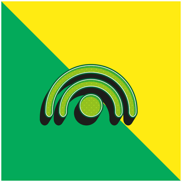 Antenni Signal Vihreä ja keltainen moderni 3d vektori kuvake logo - Vektori, kuva