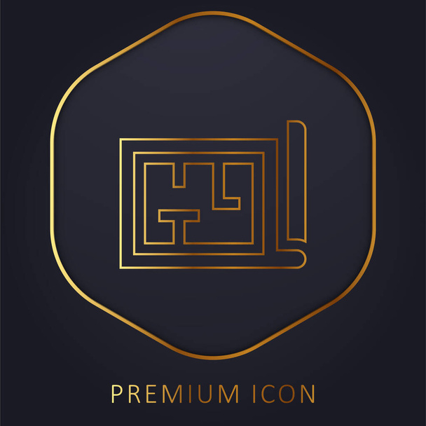 Arkkitehtuuri kultainen viiva premium logo tai kuvake - Vektori, kuva
