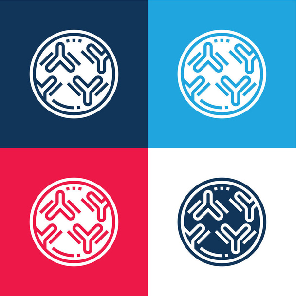 Anticorpos azul e vermelho quatro cores conjunto de ícones mínimos - Vetor, Imagem