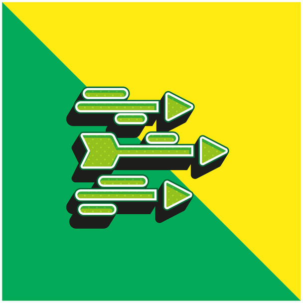 Arrows Green and yellow modern 3d vector icon logo - Vector, Image