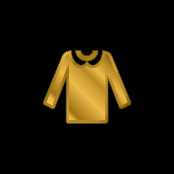 Позолоченная блуза металлическая икона или вектор логотипа - Вектор,изображение