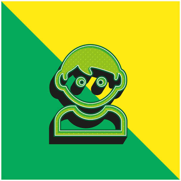 Garçon Avec T-shirt Blanc Vert et jaune icône vectorielle 3d moderne logo - Vecteur, image