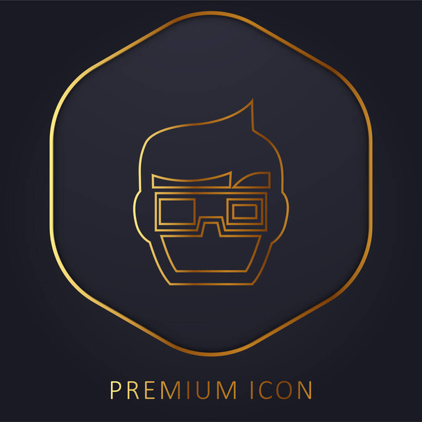 Fiú 3D-s szemüveggel a moziban arany vonal prémium logó vagy ikon - Vektor, kép