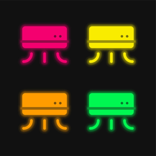 Air Conditioner vier kleuren gloeiende neon vector icoon - Vector, afbeelding