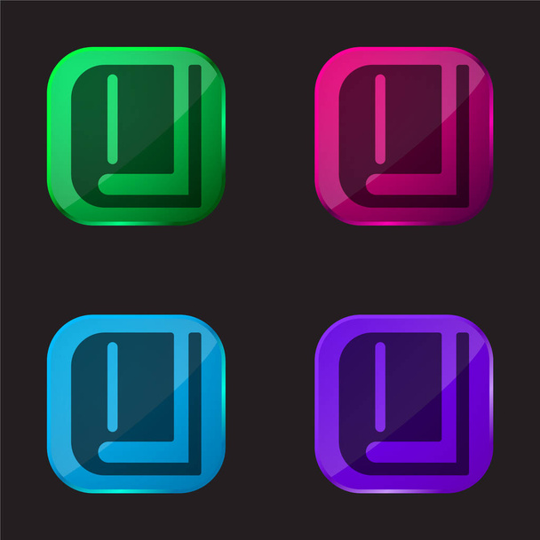 Book Closed Tool four color glass button icon - Vector, Image