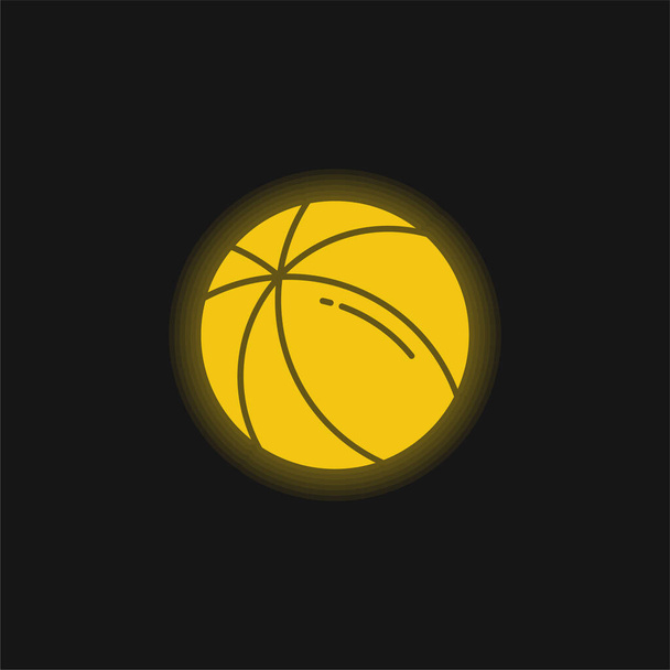Ball yellow glowing neon icon - Vector, Image