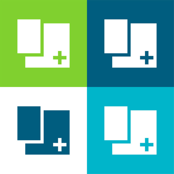 Aggiungi Pulsante a forma rettangolare Set di icone minime a quattro colori - Vettoriali, immagini