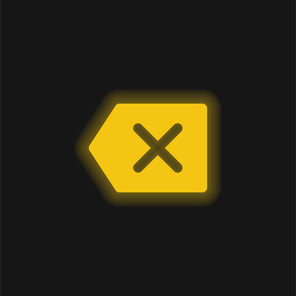 バックスペース黄色の輝くネオンアイコン - ベクター画像