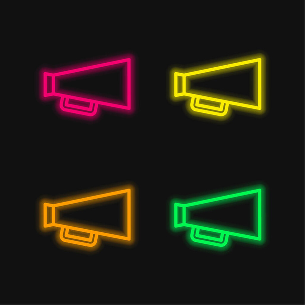 Große Megaphone vier Farben leuchtenden Neon-Vektor-Symbol - Vektor, Bild
