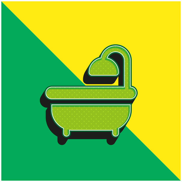 Bañera verde y amarillo moderno vector 3d icono del logotipo - Vector, Imagen