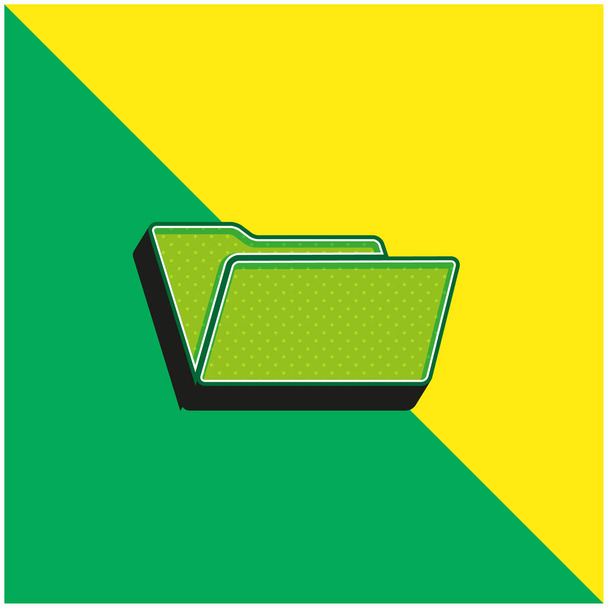 Fekete nyitott mappa alakú zöld és sárga modern 3D vektor ikon logó - Vektor, kép