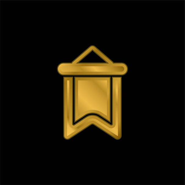 Banner banhado a ouro ícone metálico ou vetor logotipo - Vetor, Imagem