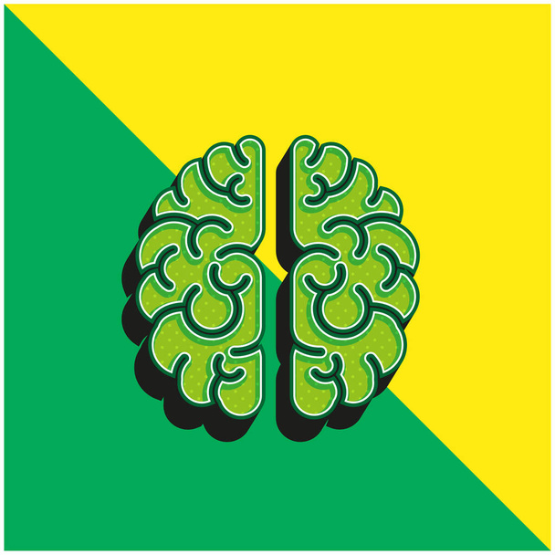 Cervello Logo moderno 3d icona vettoriale verde e giallo - Vettoriali, immagini