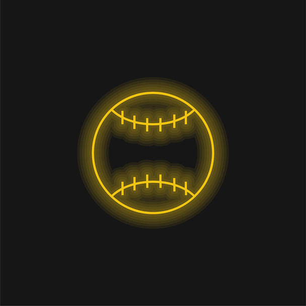 Bola de fútbol americano amarillo brillante icono de neón - Vector, Imagen
