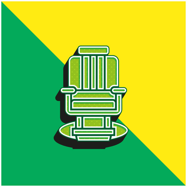 Цирюльник Зеленый и желтый современный 3D логотип векторной иконки - Вектор,изображение
