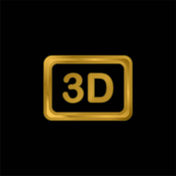 3d Movie gold plated metalic icon or logo vector - Vector, Image