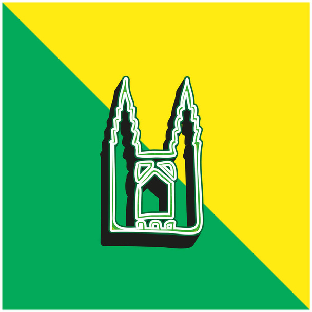Pont contour vert et jaune moderne icône vectorielle 3d logo - Vecteur, image
