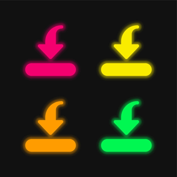 Barre quatre couleur brillant icône vectorielle néon - Vecteur, image