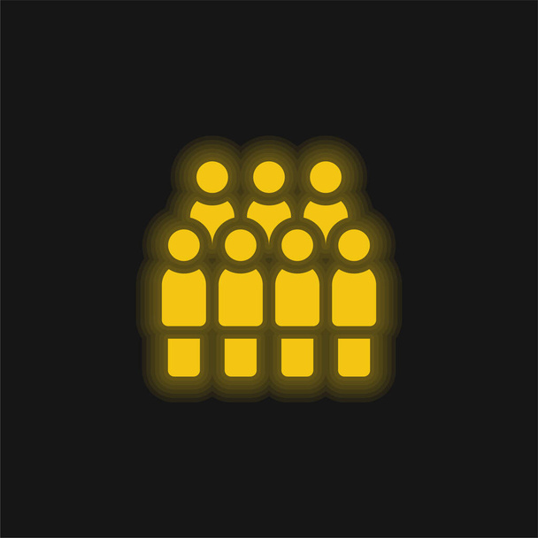 Желтая сияющая неоновая икона аудитории - Вектор,изображение