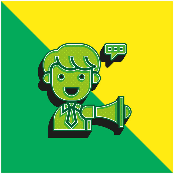 広告緑と黄色の現代的な3Dベクトルアイコンのロゴ - ベクター画像
