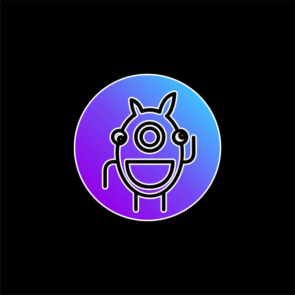 Extraterrestre Esquema En Un Círculo azul degradado icono de vector - Vector, Imagen