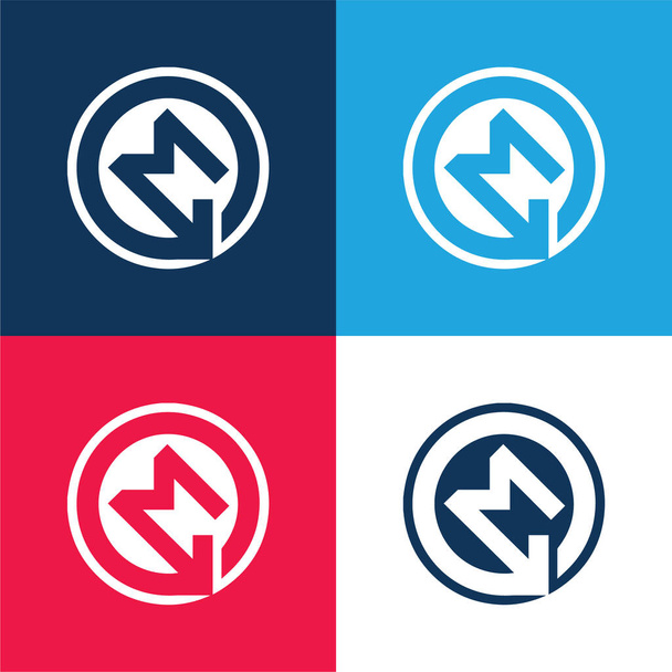 bkv metro логотип синій і червоний чотири кольори мінімальний іконний набір - Вектор, зображення
