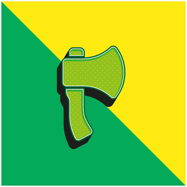 Axe Green and yellow modern 3d vector icon logo - Vector, Image