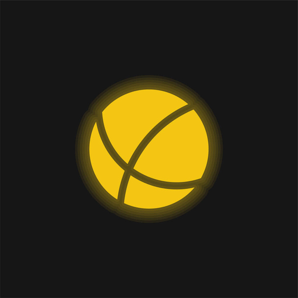 Ball yellow glowing neon icon - Vector, Image
