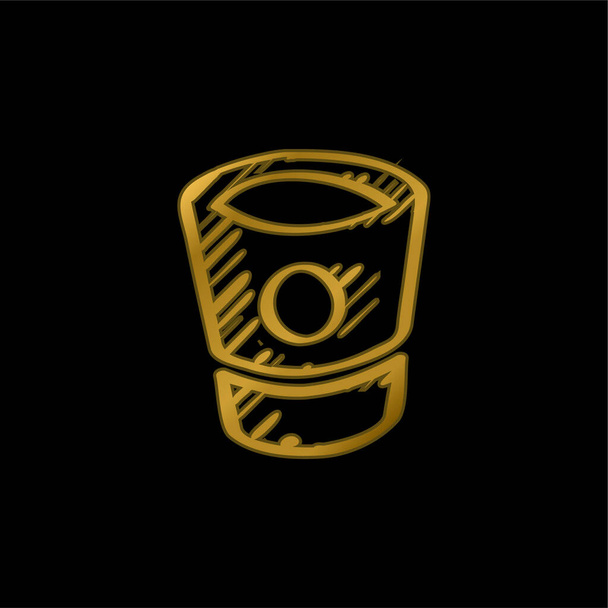 Bitbucket Sketched Social Logo Outline gold plated metalic icon or logo vector - Vector, Image