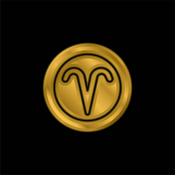 Aries gold plated metalic icon or logo vector - Vector, Image