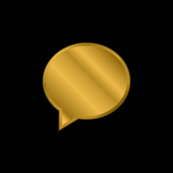 Negro Oval Speech Bubble chapado en oro icono metálico o vector de logotipo - Vector, Imagen