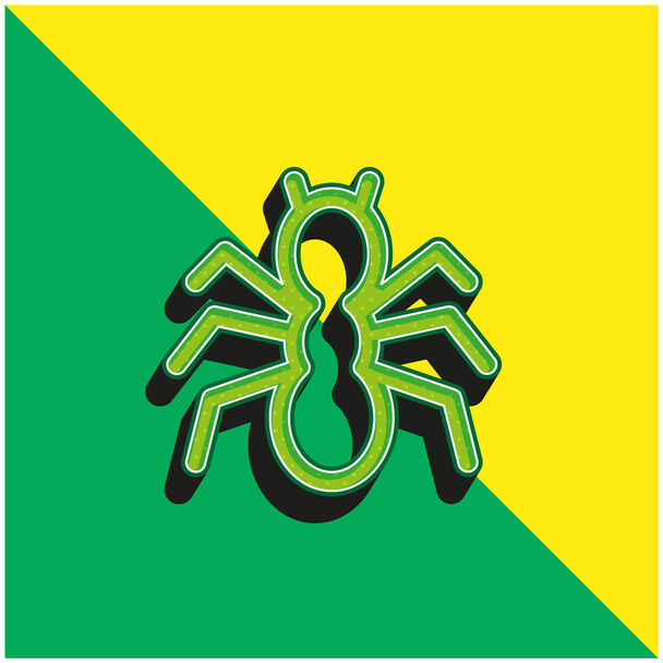 Ant Silhouette Logo vectoriel 3D moderne vert et jaune - Vecteur, image