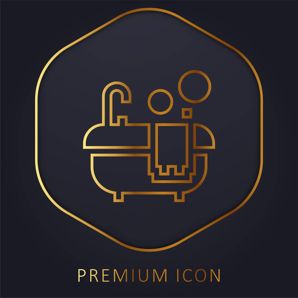 Złota linia wanny logo premium lub ikona - Wektor, obraz