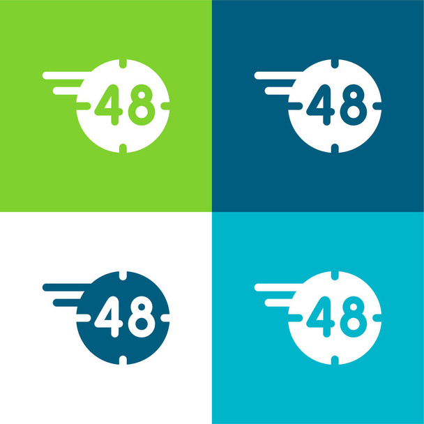 48 часов Плоские четыре цвета минимальный набор значков - Вектор,изображение