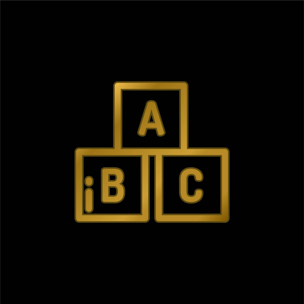 ABC chapado en oro icono metálico o logo vector - Vector, imagen