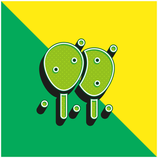 Шарики Зеленый и желтый современный 3D логотип векторной иконки - Вектор,изображение