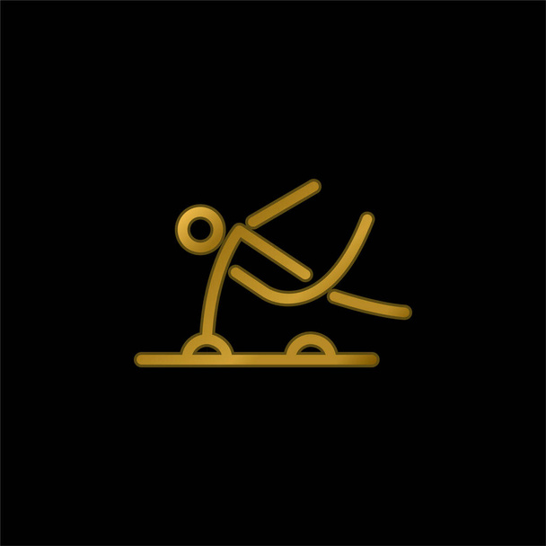 Athlete Stick Man gold plated metalic icon or logo vector - Vector, Image