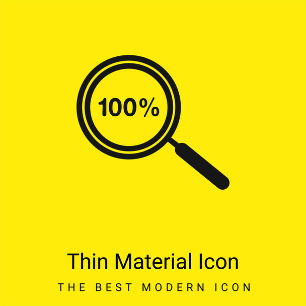 100 Percent Zoom Symbol minimal bright yellow material icon - Vector, Image