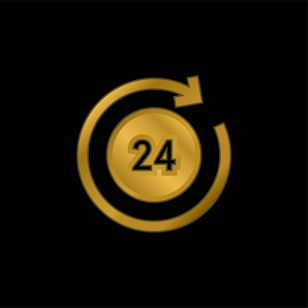 24 години золота металева іконка або вектор логотипу
 - Вектор, зображення