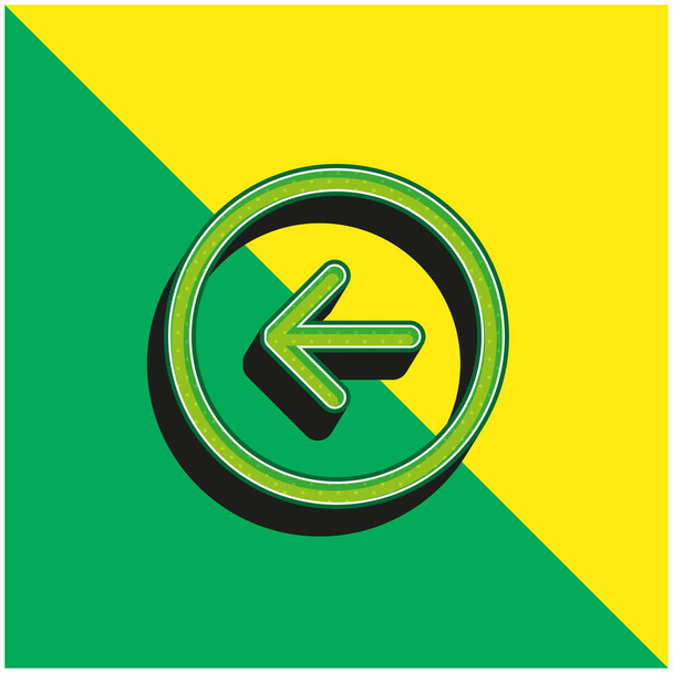 Takaisin Vasen nuoli Pyöreä painike ääriviivat Vihreä ja keltainen moderni 3d vektori kuvake logo - Vektori, kuva